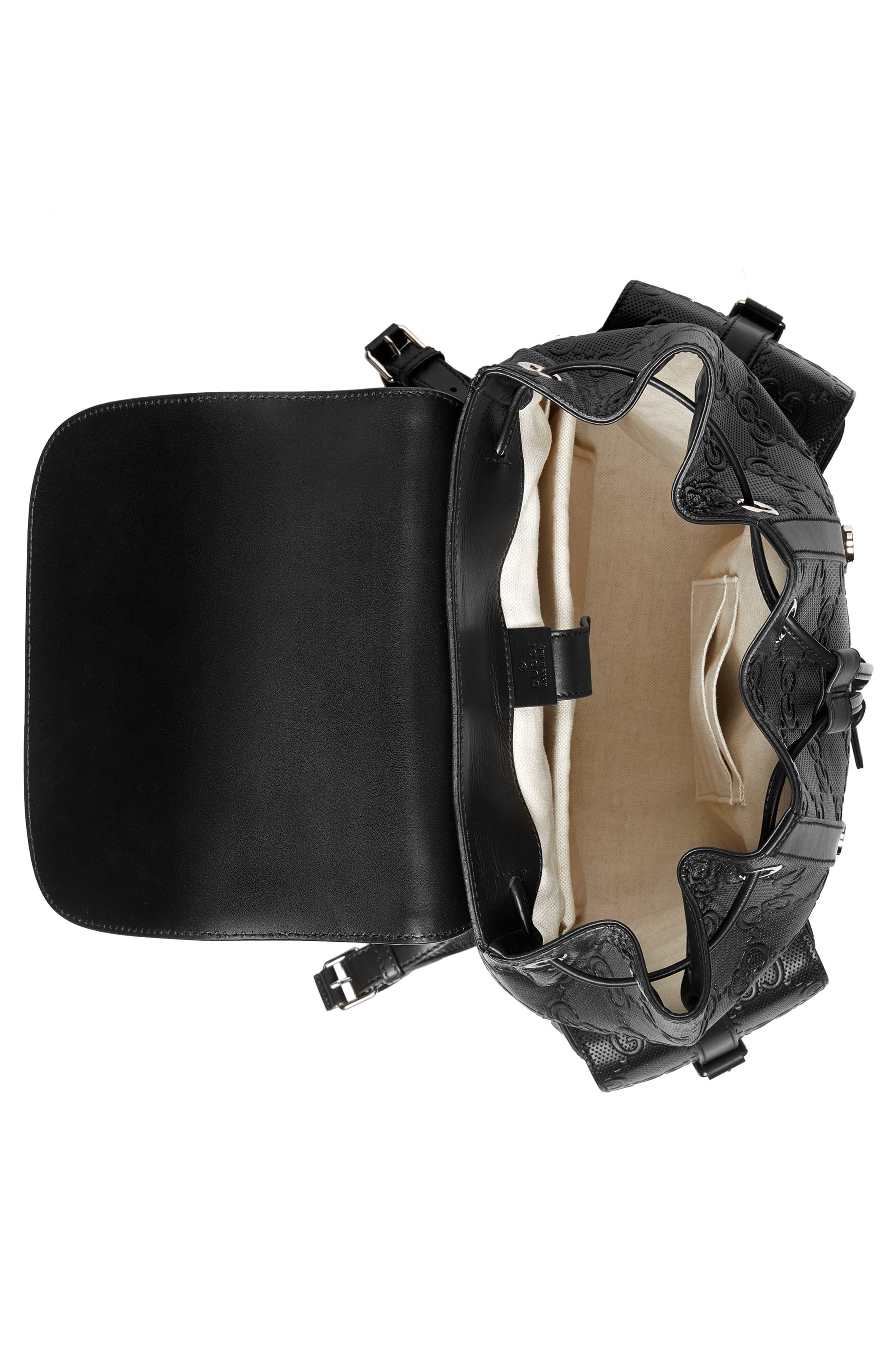 Gucci GG Embossed Leather Backpack, Alternate, color, 