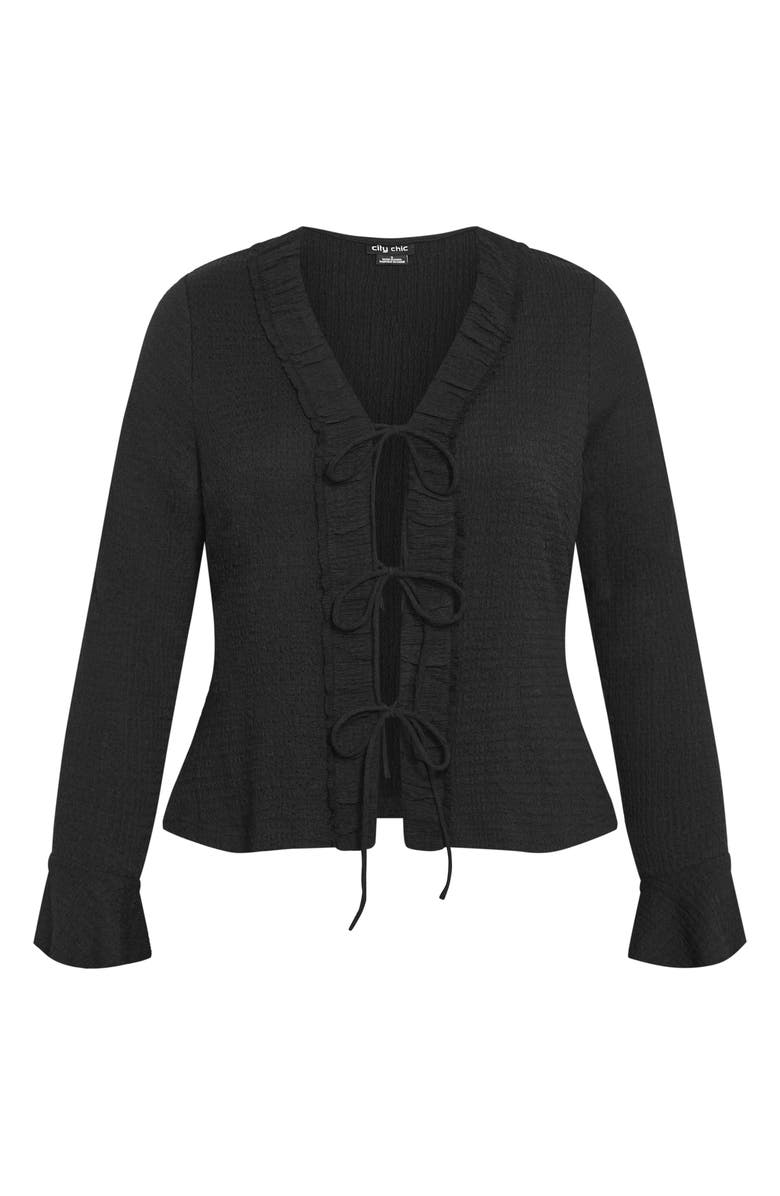 City Chic Charmaine Tie Front Long Sleeve Top, Alternate, color, 