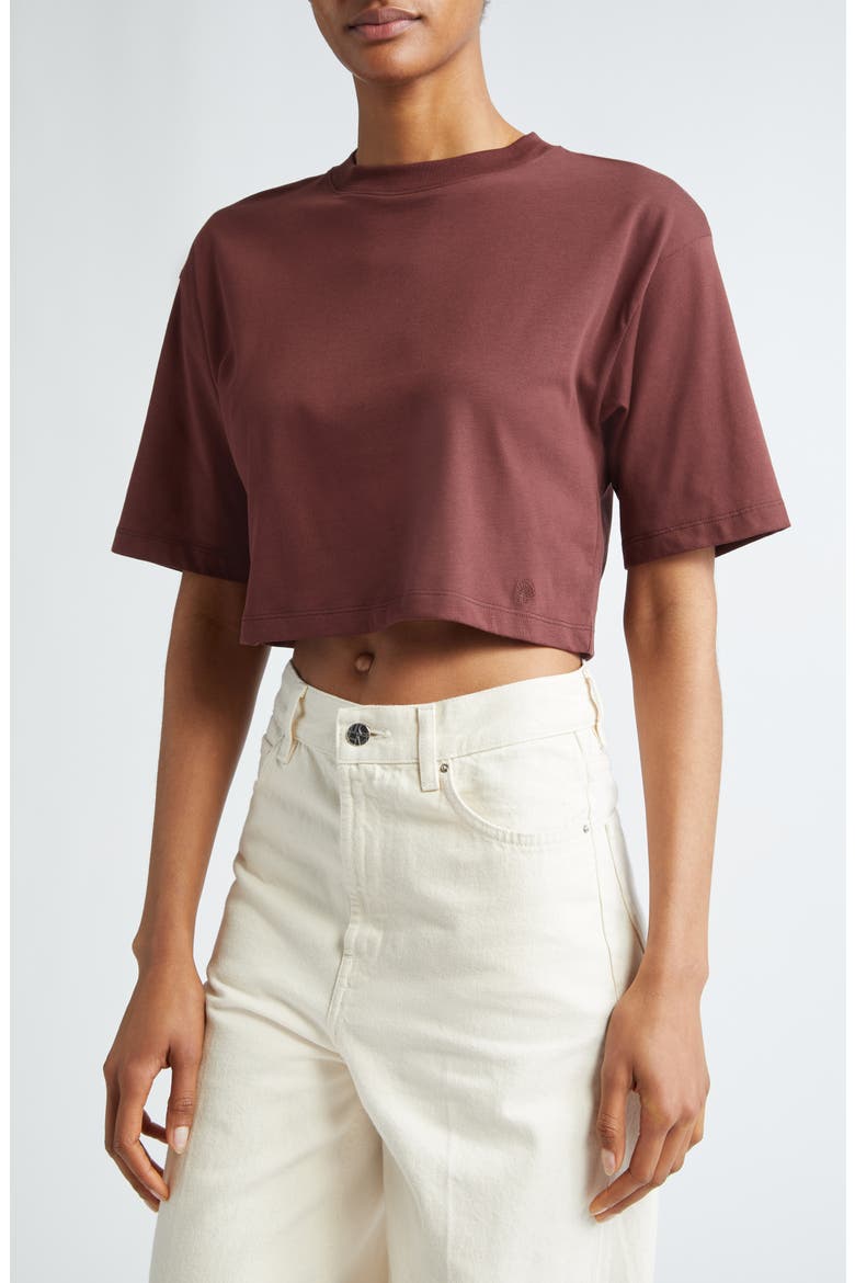 Gupo Crop Supima® Cotton T-Shirt, Main, color, MIDNIGHT BORDEAUX