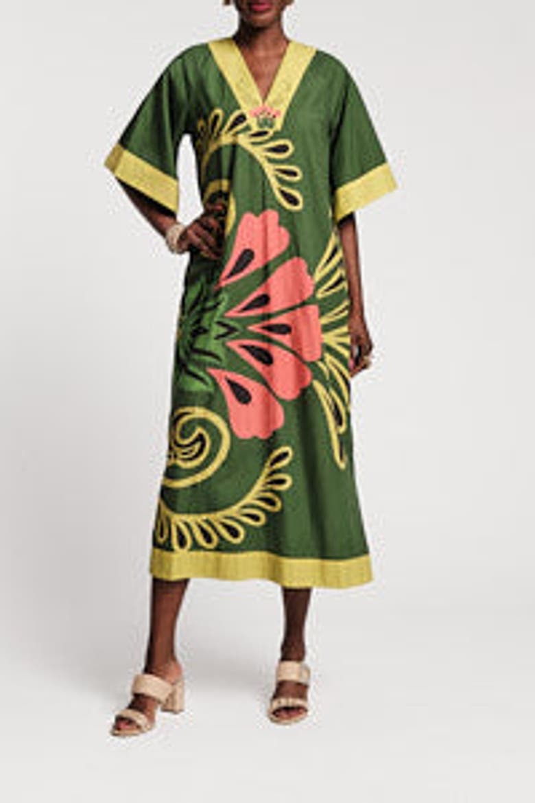 Delightful Canopy Caftan, Main, color, Green/Multi