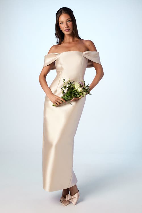 Coast Honoured Twill Bardot Maxi Dress In Neutral