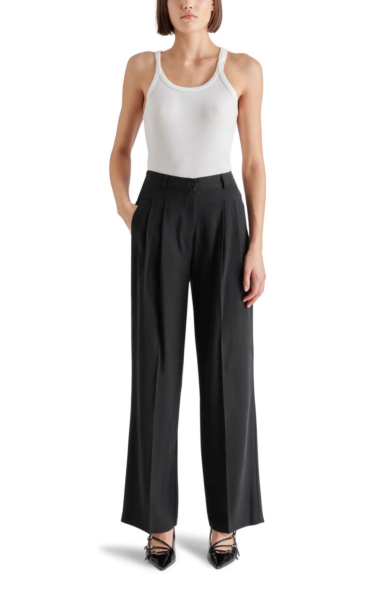 Steve Madden Blaze High Waist Straight Leg Pants, Alternate, color, Black