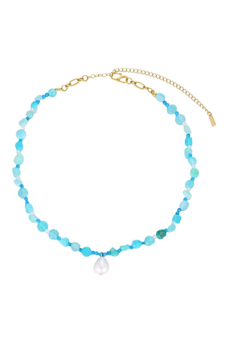 Beaded Freshwater Pearl Pendant Necklace, Main, color, TURQUOISE/ WHITE