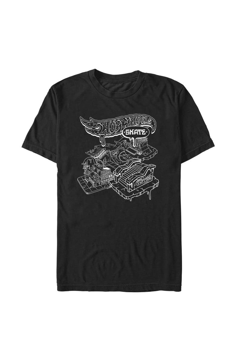 Hot Wheels Men's Hot Wheels Skateboarding Park Outline  Graphic T-Shirt, Main, color, Black