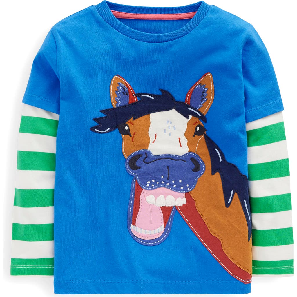MINI BODEN MINI BODEN KIDS' HORSE APPLIQUÉ LAYERED COTTON T-SHIRT