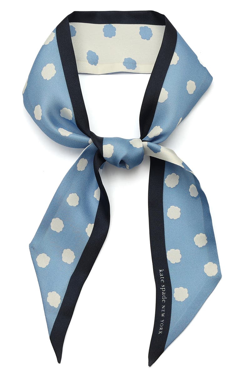 Kate Spade New York sea spray dot skinny silk scarf, Main, color, 