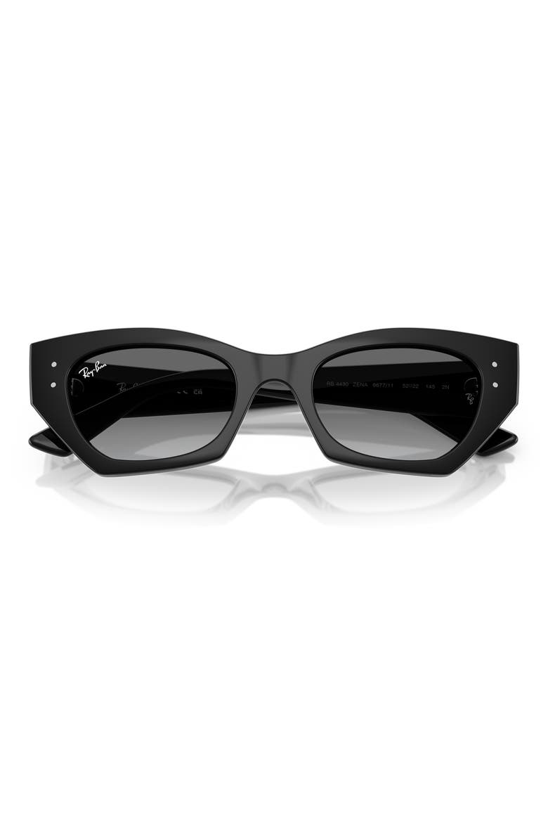 Zena 52mm Geometric Sunglasses, Alternate, color, BLACK