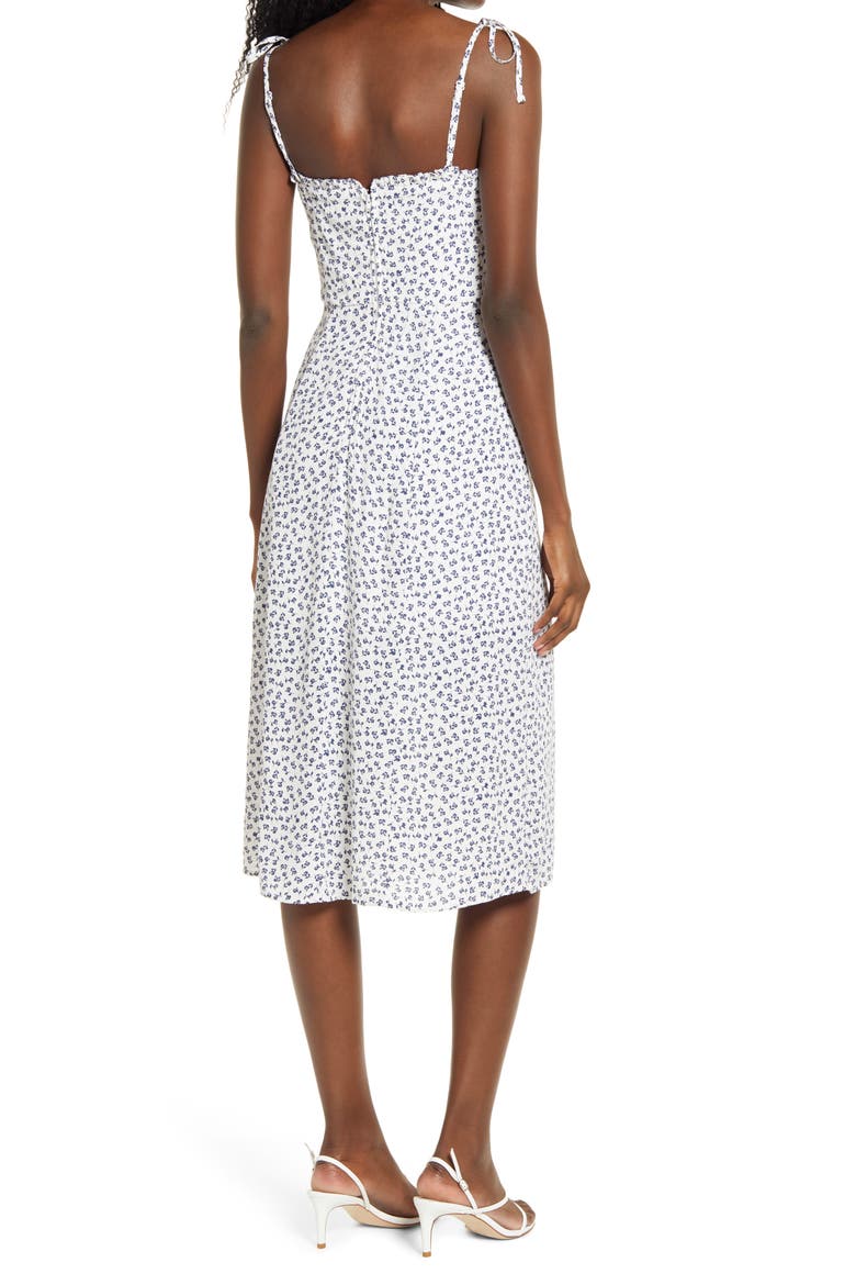 Front Button Midi Dress, Alternate, color, IVORY/ BLUE