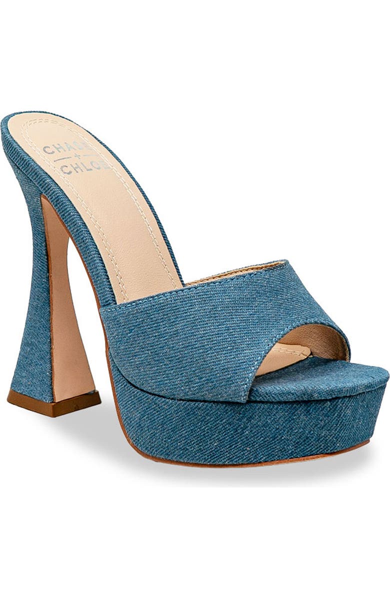 CHASE AND CHLOE Platform Sandal, Main, color, Denim