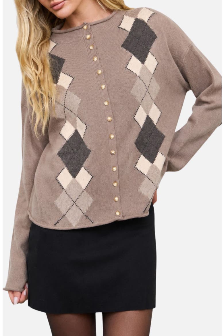 Argyle Cardigan, Main, color, TAUPE MULTI