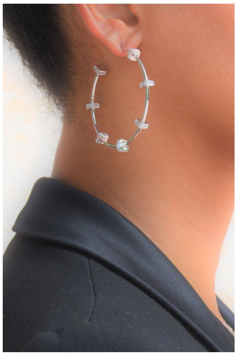 Bridget Large Hoop Earrings, Main, color, SILVER