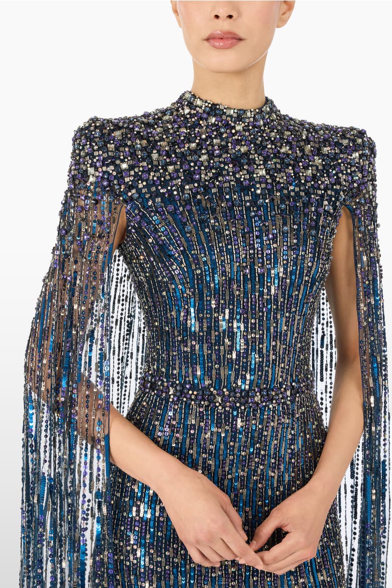 Opera Embellished Maxi Dress, Alternate, color, Blackthorne Blue