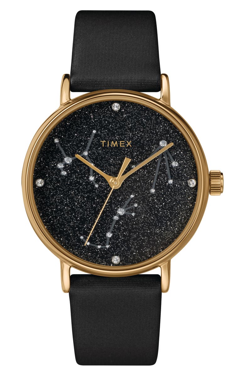 Timex<sup>®</sup> Celestial Opulence Leather Strap Watch, 37mm, Main, color, 