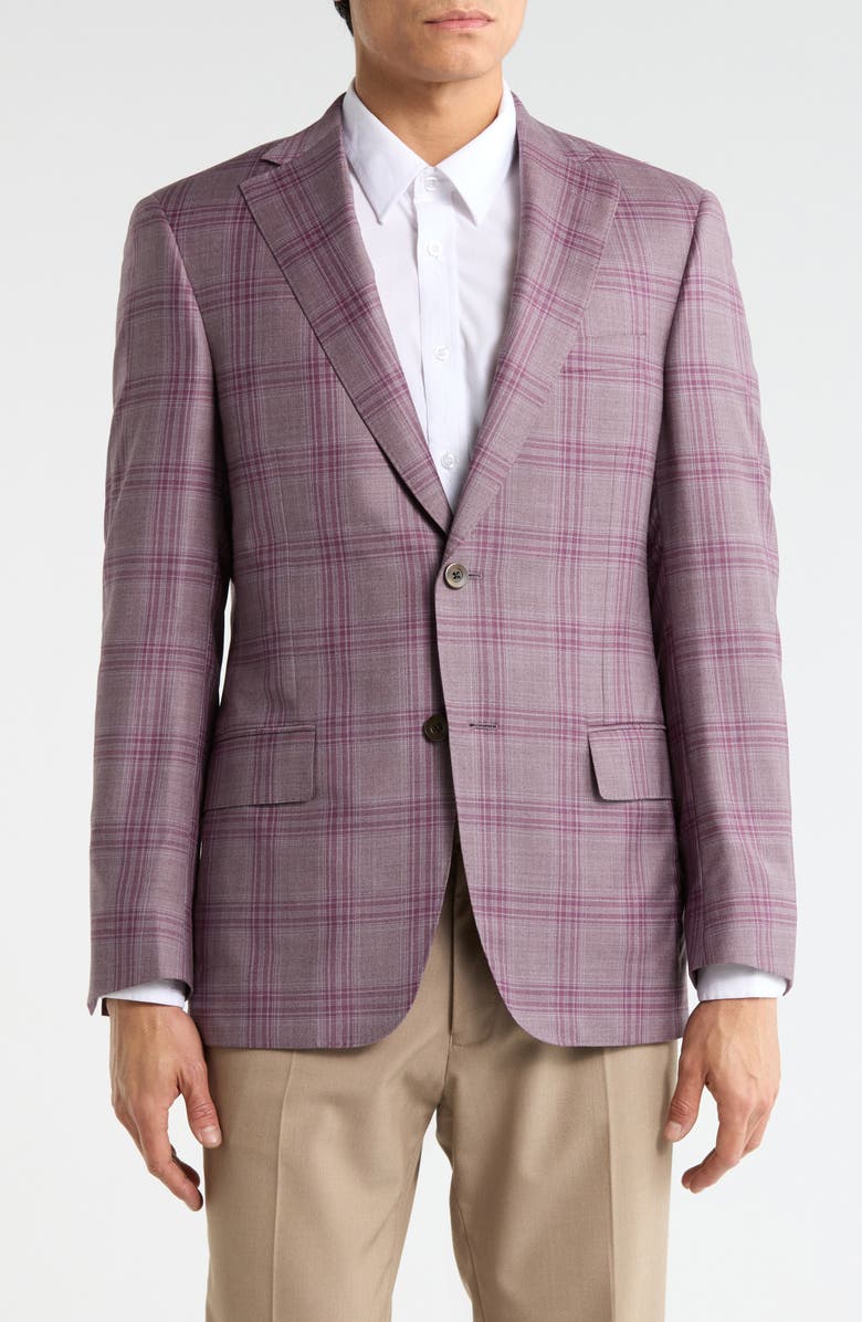 Heritage Gold Berry Super 130s Wool Plaid Sport Coat, Main, color, Lilac