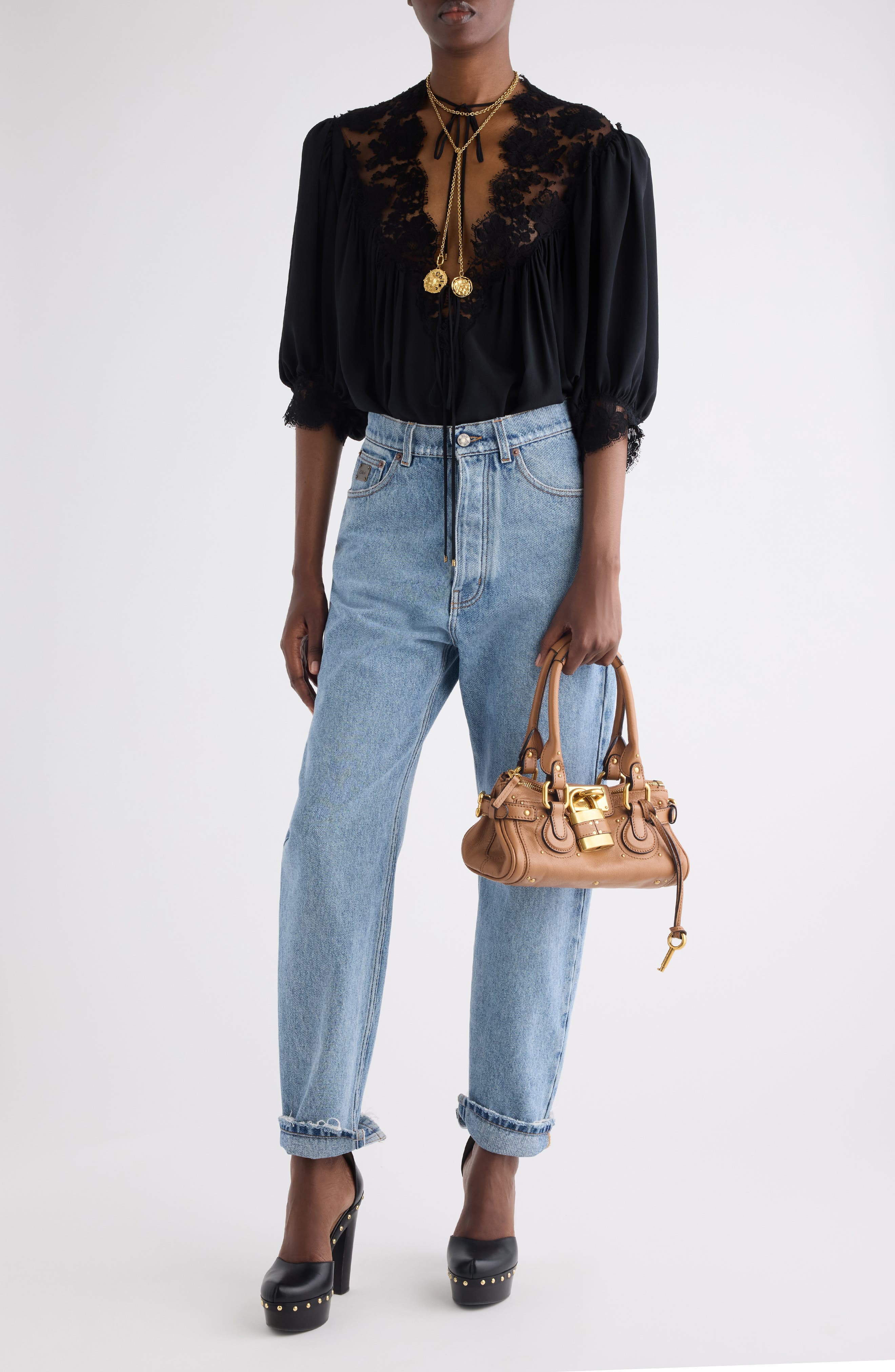 Lace Trim Silk Top - image 2
