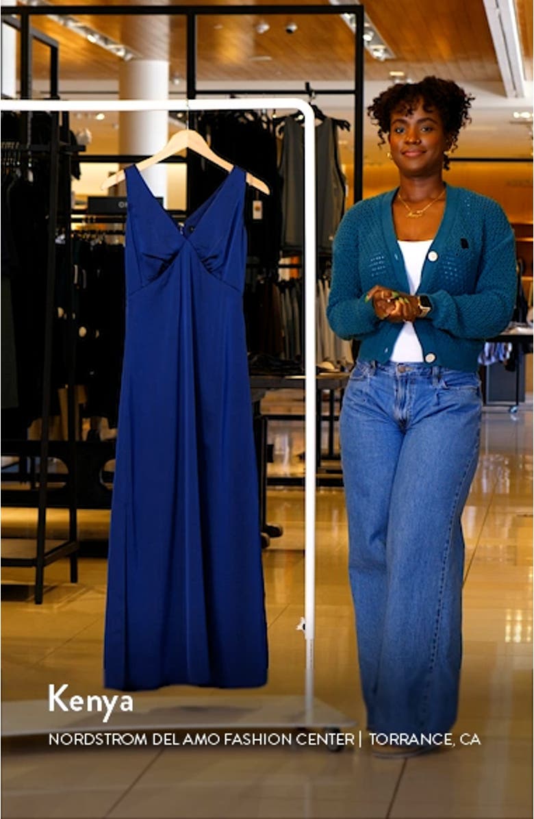 V-Neck Satin Midi Dress, sales video thumbnail