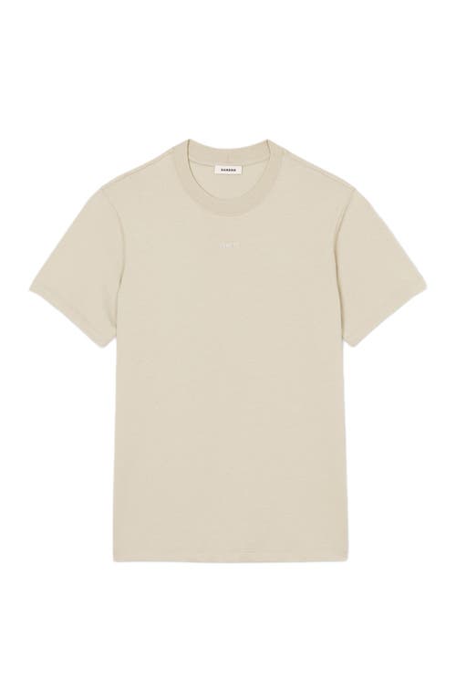 Sandro Cotton T-shirt With Logo In Light Kaki.