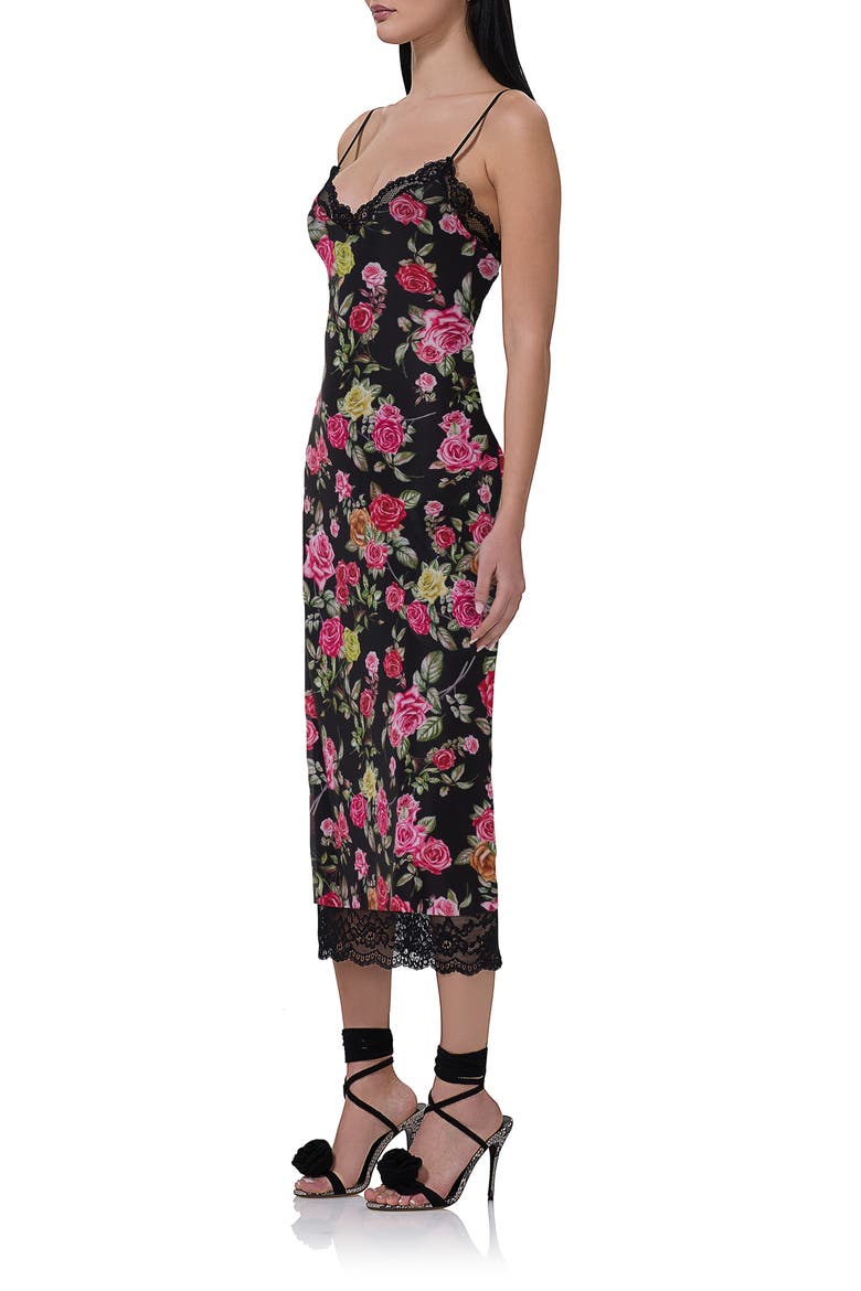 Nissa Lace Trim Midi Slipdress, Alternate, color, WALLPAPER ROSE