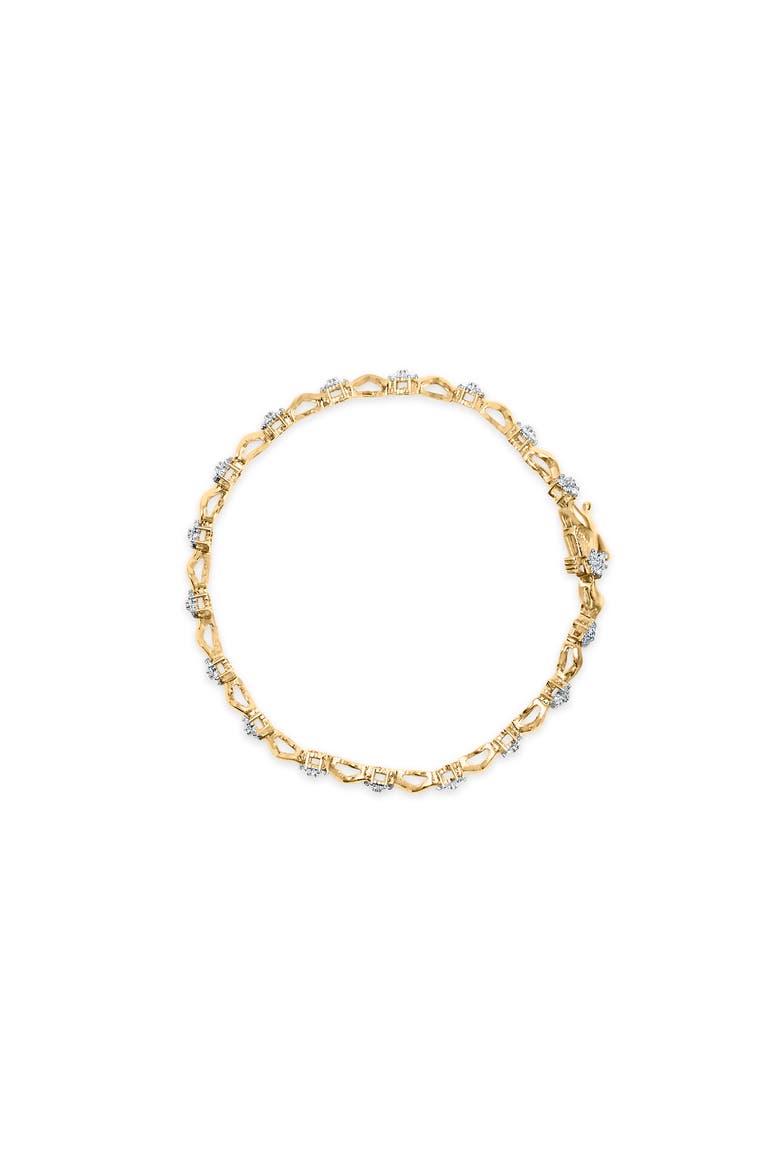 10k Yellow Gold 1.00 Cttw Round-Cut Diamond Floral S-Link 7.50" Bracelet, Alternate, color, Yellow