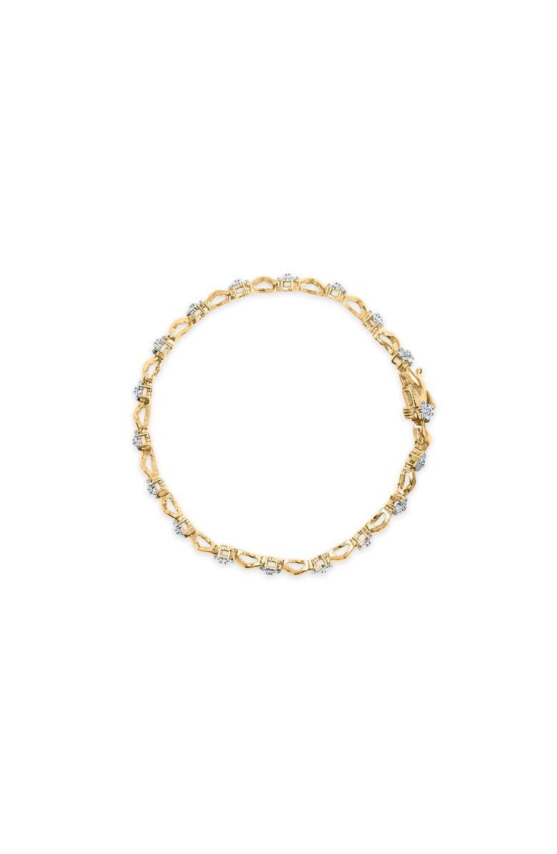 Haus of Brilliance 10k Yellow Gold 1.00 Cttw Round-Cut Diamond Floral S-Link 7.50" Bracelet, Alternate, color, Yellow