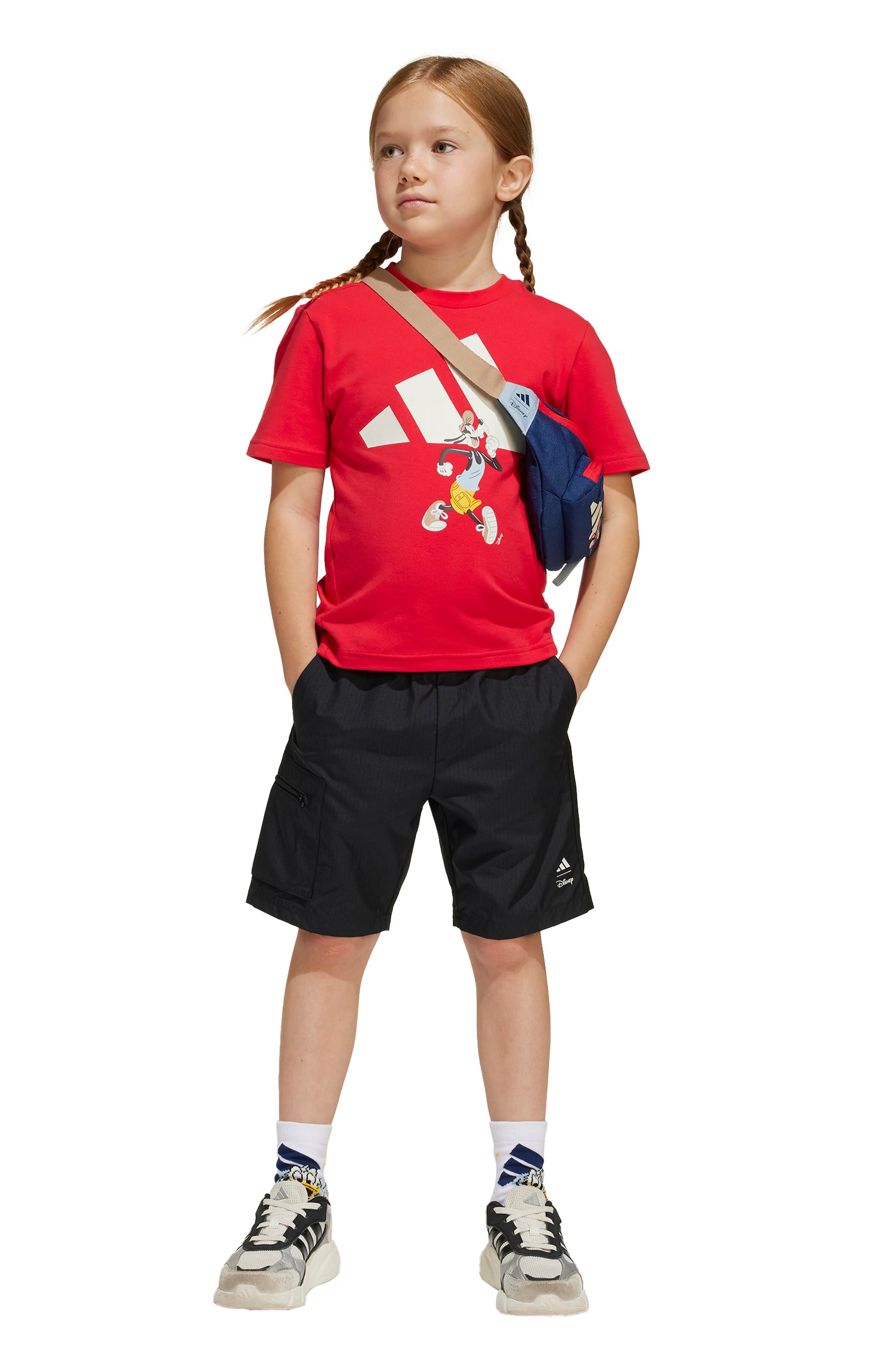 adidas Originals x Disney Kids' Goofy Graphic T-Shirt & Cargo Shorts Set