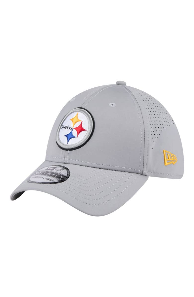 New Era Men's New Era  Gray Pittsburgh Steelers Perforated 39THIRTY Flex Hat, Main, color, Gray