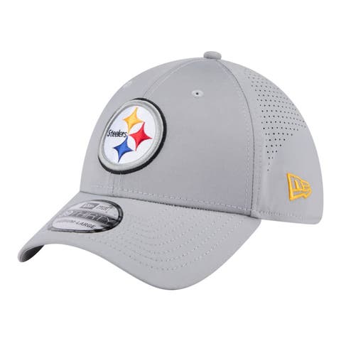 Men's New Era  Gray Pittsburgh Steelers Perforated 39THIRTY Flex Hat