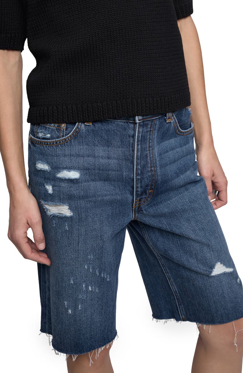 Rebecca Minkoff Kendall Distressed Cutoff Denim Bermuda Shorts, Alternate, color, Waverly Wash