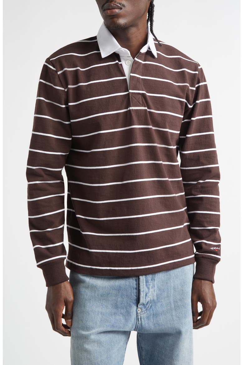 Classic Long Sleeve Rugby Polo, Main, color, BROWN