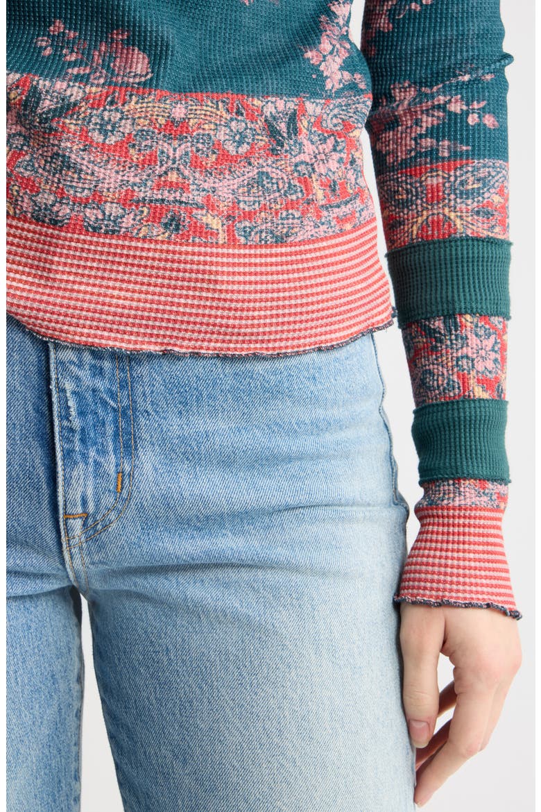 Easy Does It Floral Rib Stretch Cotton Top, Alternate, color, LAGOON COMBO