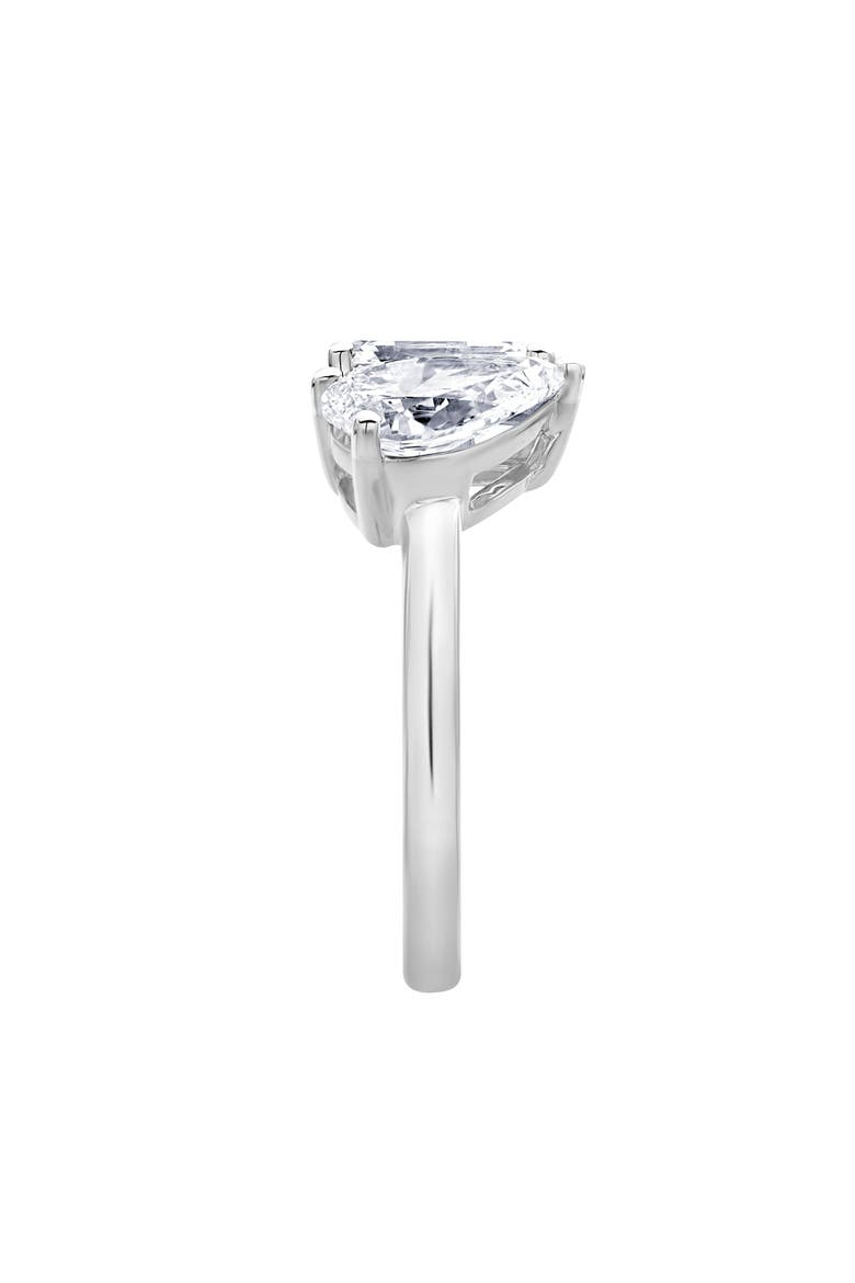 Evermore 14K Gold Toi et Moi Emerald and Pear Lab Grown Diamond Ring - 3 ct, Alternate, color, 14K White Gold