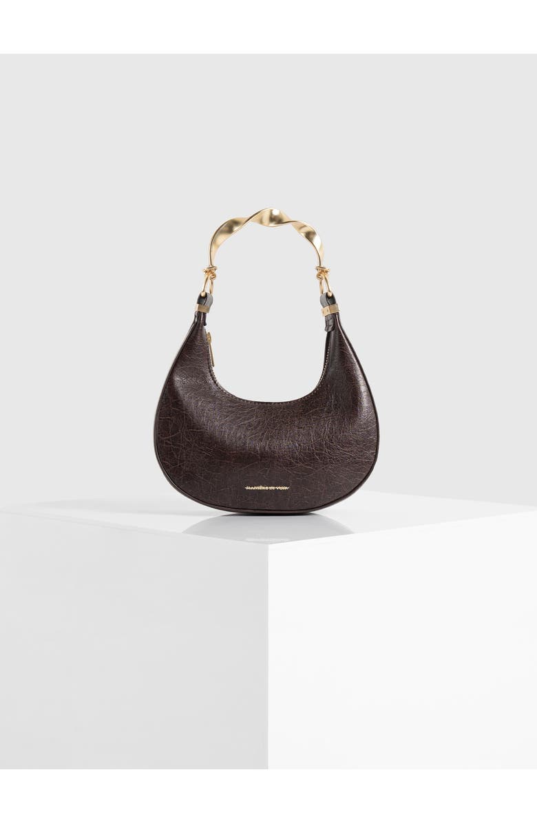 Manière De Voir Sadie Sculpted Leather Crescent Bag, Main, color, Brown