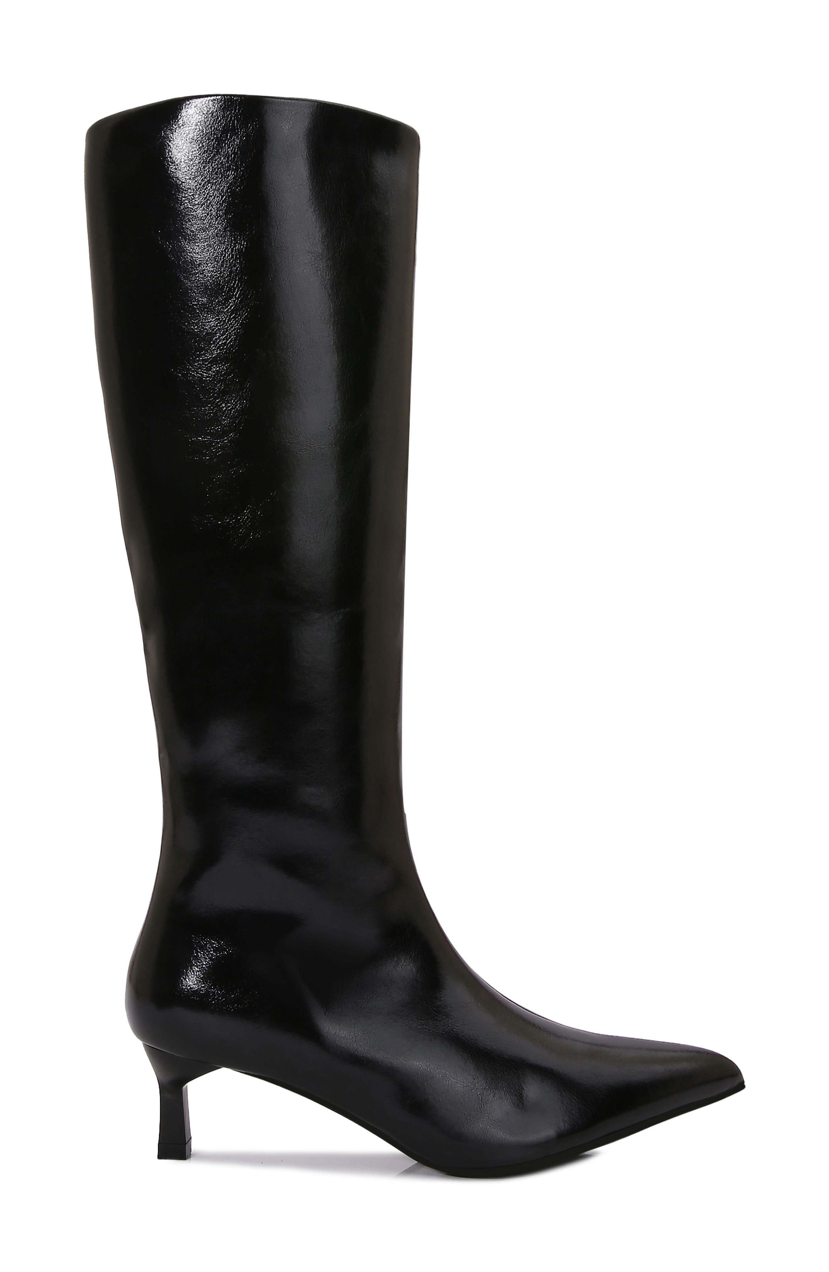 Adessa Faux Leather Knee High Boot, Alternate, color, BLACK