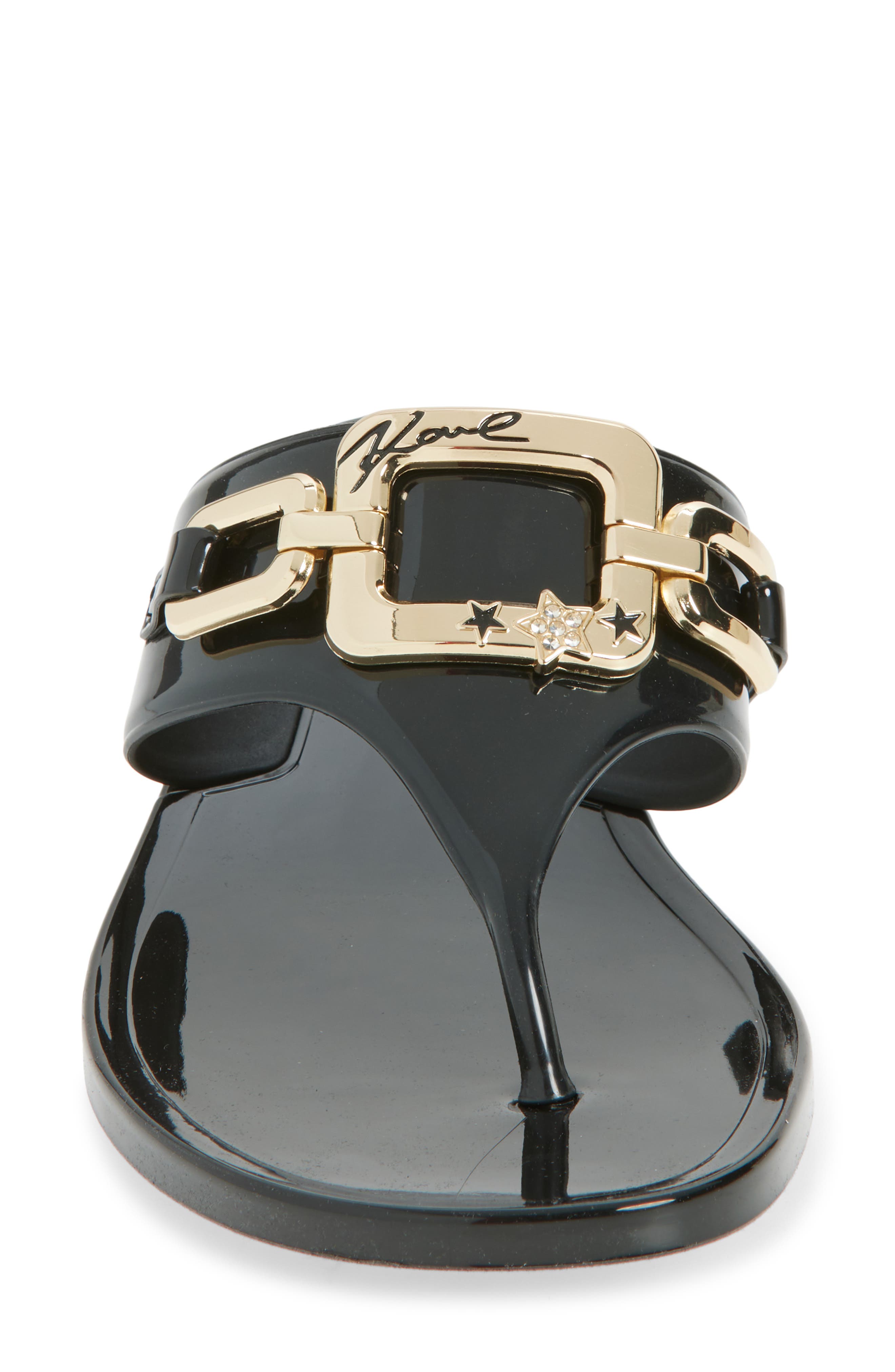 KARL LAGERFELD PARIS Vardice Flat Sandal, Alternate, color, Black