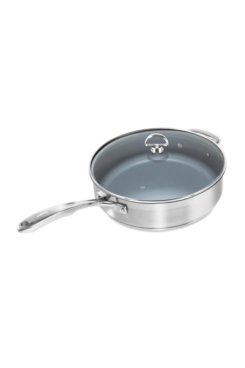 Induction 21 Saute Pan w/ Ceramic Coating & Glass Lid, 5 Quart, Main, color, Silver