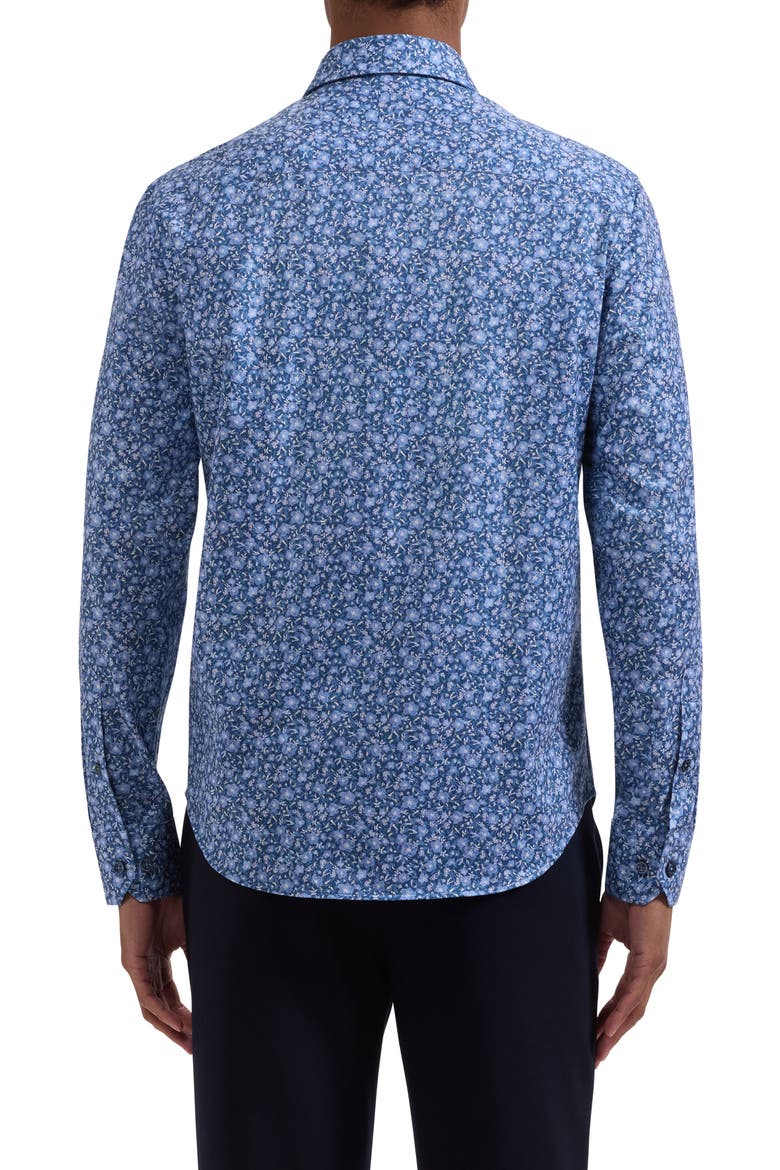 James OoohCotton® Floral Print Button-Up Shirt, Alternate, color, COBALT