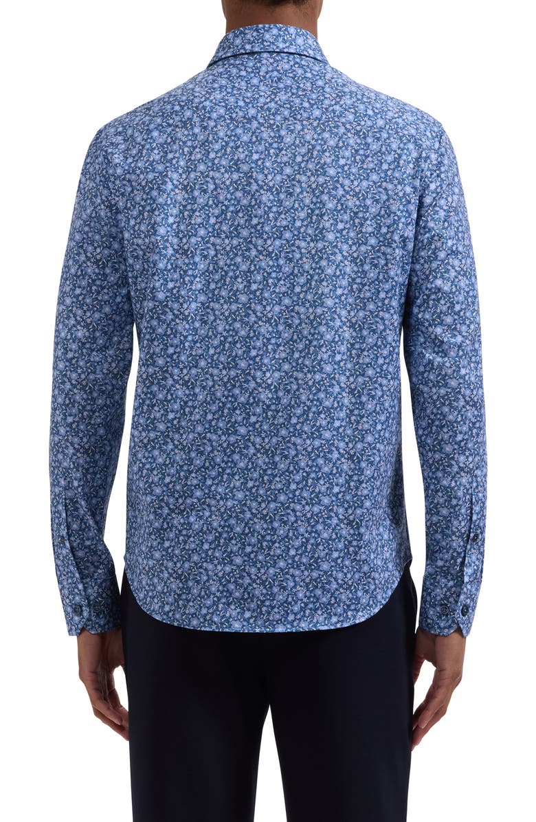 Bugatchi James OoohCotton<sup>®</sup> Floral Print Button-Up Shirt, Alternate, color, Cobalt