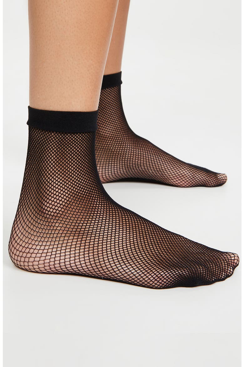 2-Pack Micro Fishnet Ankle Socks, Main, color, BLACK