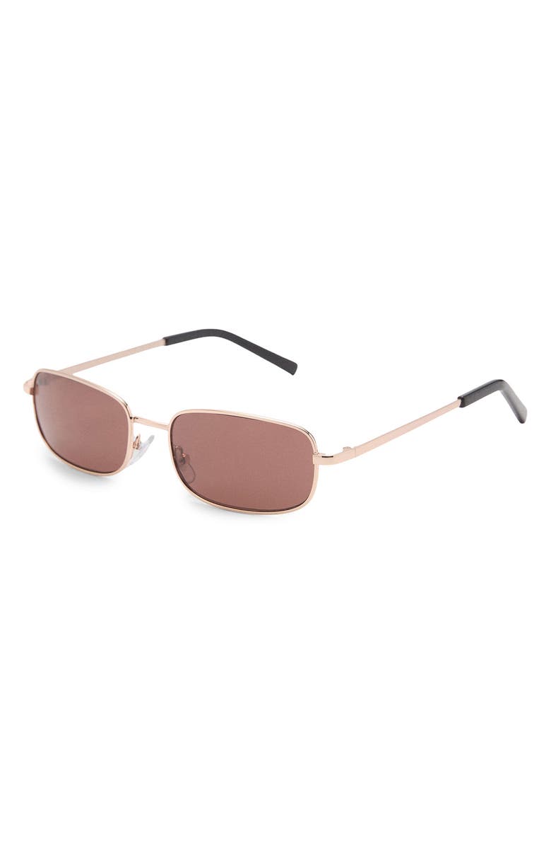 MANGO Metallic Rectangular Sunglasses, Alternate, color, 