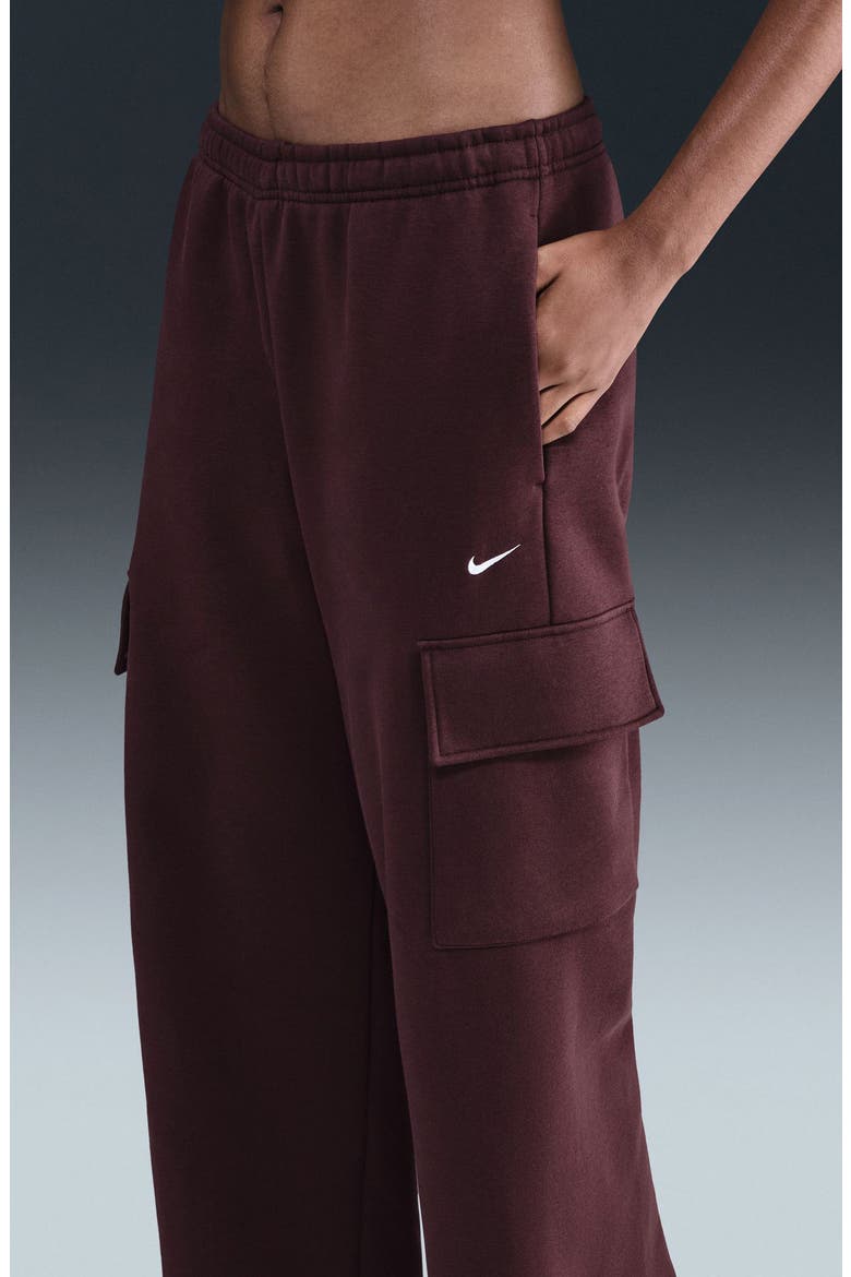 Sportswear Phoenix Fleece Wide Leg Cargo Sweatpants, Alternate, color, BURGUNDY/ SAIL