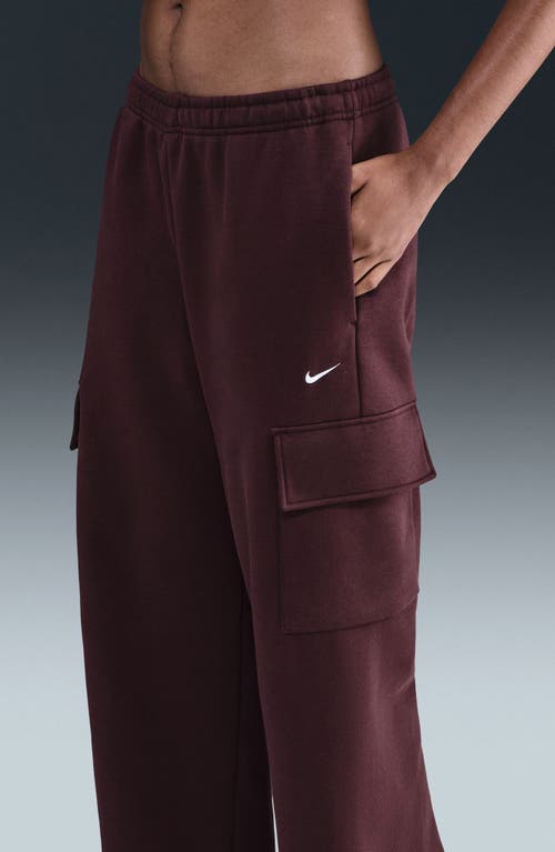 Nike Sportswear Phoenix Fleece Wide Leg Cargo Sweatpants In Burgundy