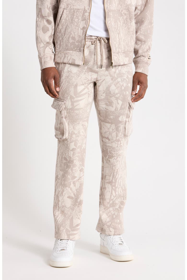 Tonal Leaves Fleece Cargo Pants, Main, color, TONAL LEAVES