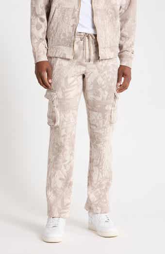 Tonal Leaves Fleece Cargo Pants