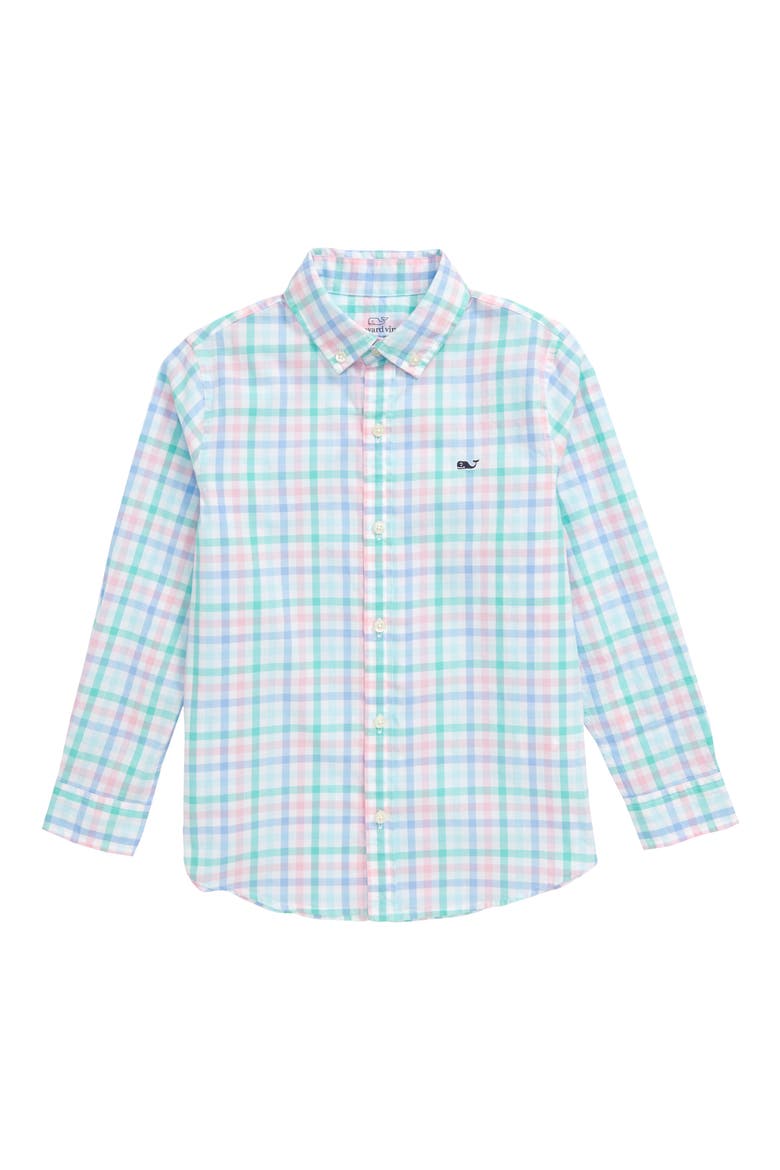 Palm Beach Check Button-Down Shirt, Main, color, ANTIGUA GREEN