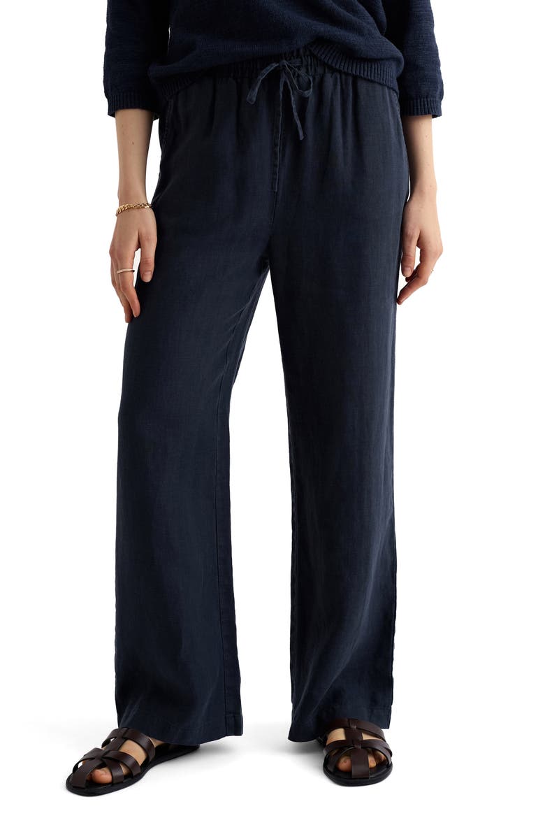 Tide Flow Wide Leg Linen Pants, Main, color, NAVY