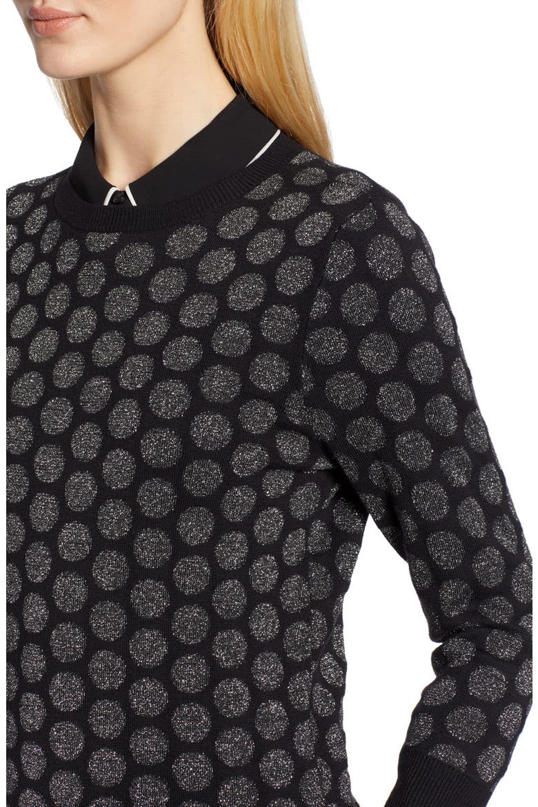 x Atlantic-Pacific Shimmer Dot Sweater, Alternate, color, BLACK