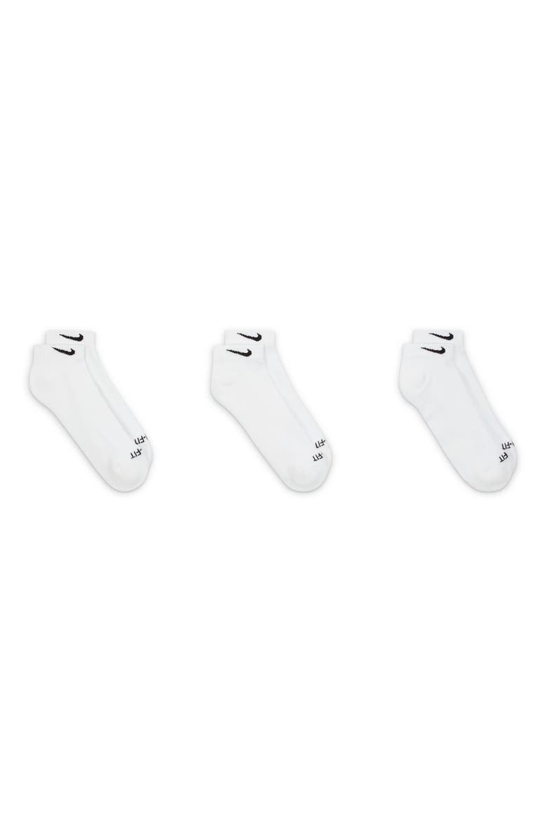 Kids' 3-Pack Cushioned Ankle Socks, Alternate, color, WHITE/ BLACK