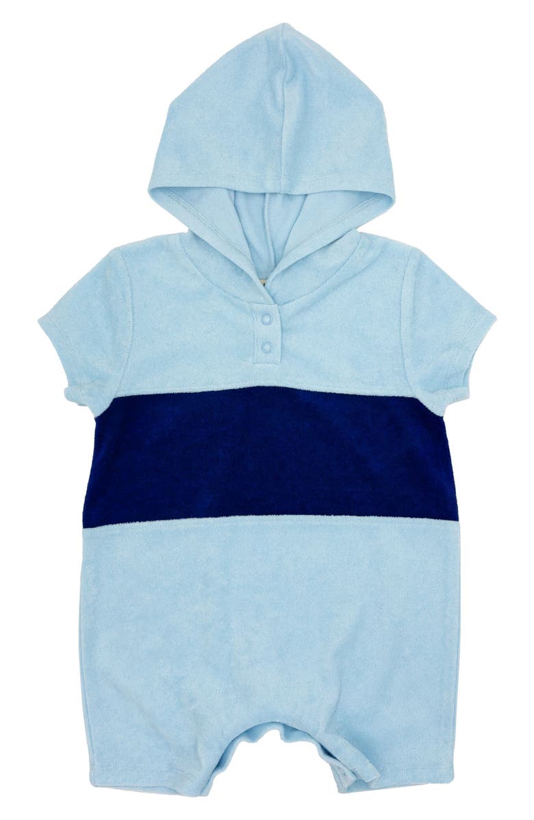 Feather 4 Arrow Finn Hooded Romper (Baby)<br><br><br><br><br><br><br><br><br><br><br>Finn Colorblock Terry Hooded Romper, Main, color,