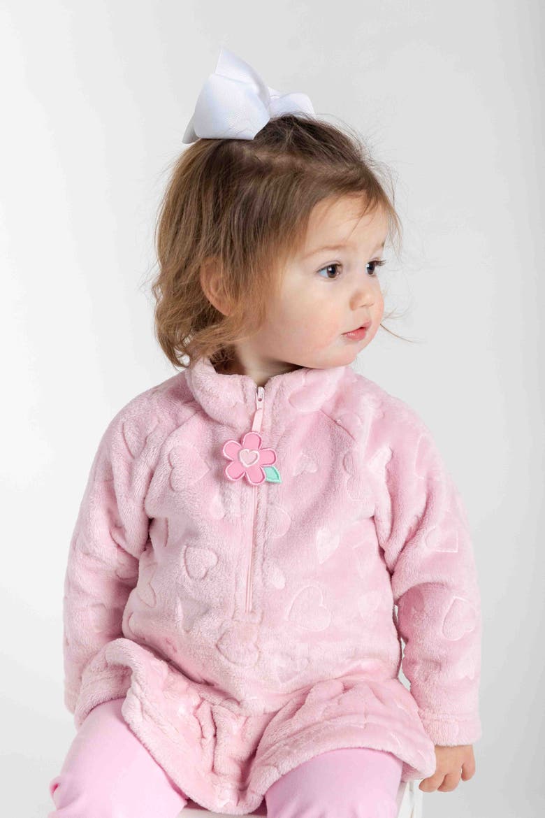 Heart Fleece Top With Flowers, Alternate, color, Pink