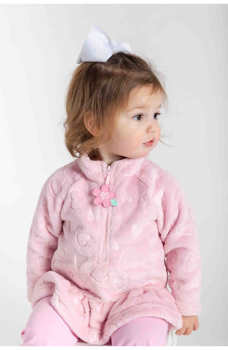 Florence Eiseman Heart Fleece Top With Flowers, Alternate, color, Pink